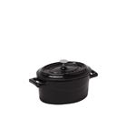Mini oval casserole dish in cast iron - shiny black