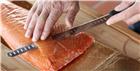 Pitted salmon and ham knife