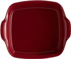 Square ceramic dish - 23.5 cm - Red coloured