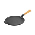 23 cm cast iron induction crepe pan with a wooden handle