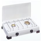 2-burner 3.4 kW gas stove in enamelled sheet metal with lid for camping and additional use