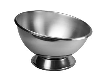 Large round bottomed pastry bowl in stainless steel 30 cm with a stand