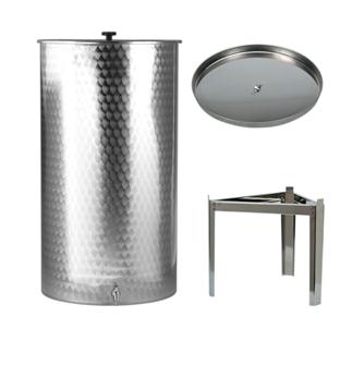300 litre stainless steel vat + paraffin sealing lid + stand