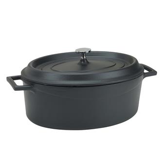 Oval matt black casserole dish 29 x 22 cm