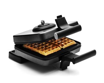 Waffle maker with 15x9 cm plates and 2 thermostats to cook simultaneously on both sides