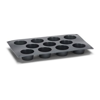 Mold 11 Mini Black Silicone Muffins with Metal Particles