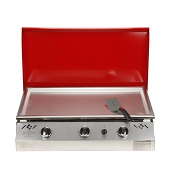 Plancha gas 9 kW stainless steel plate 78x45 coating stainless steel anti-trace hood red