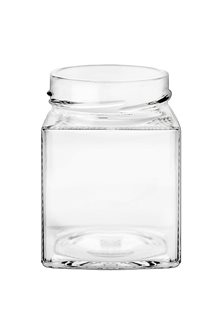 314 ml square glass jar with capsule with high skirt 66 mm by 24