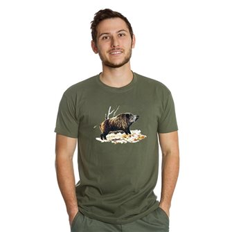 Men's t-shirt Bartavel Nature khaki silkscreen wild boar on bed sheet 3XL