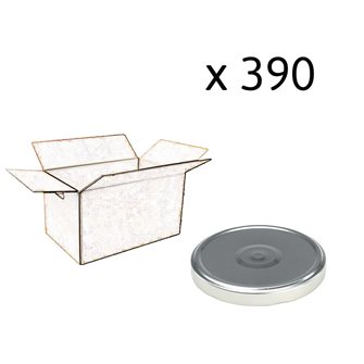 Silver-colored twist off capsules 100 mm in diameter per 390 box