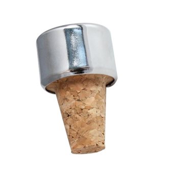 Wine stopper in stainless steel rimmed cork to fill the opened bottles