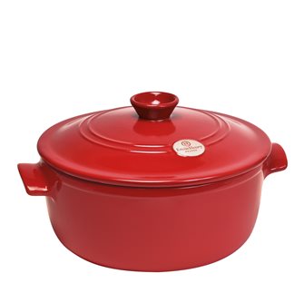 Round ceramic casserole dish 22 cm 2.5 liters red Grand Cru Emile Henry