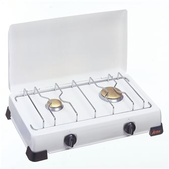 GN 2-burner 3.4 gas stove in enamelled sheet metal with thermocouple and lid