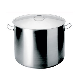 Professional 18/10 stainless steel induction hob cooking pot with lid 45 cm 70 liters made in Europe