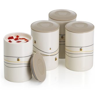 Set of 4 ceramic 125 ml pots for cheese yogurt maker